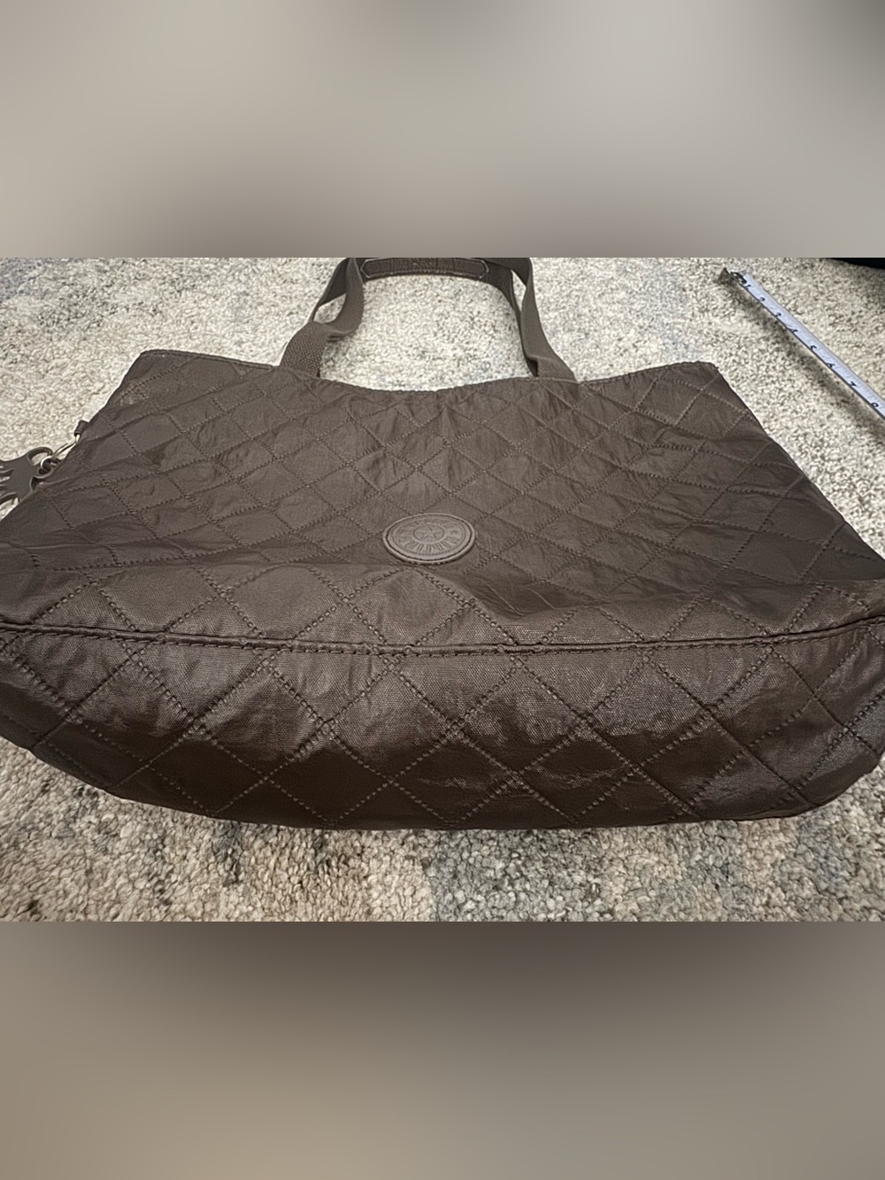 Kipling Quilted Laptop Tote in Dark Brown